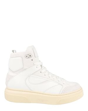 Ferragamo Cassio Leather High-Top Sneakers - White