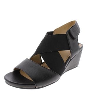 Naturalizer Cleo Leather Strappy Wedges - Black