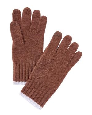 Phenix Tipped Rib Cuff Cashmere Gloves - Brown