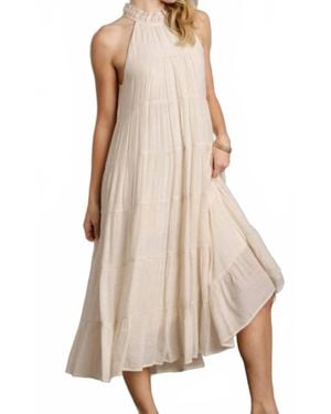 Umgee Halter Neck Tiered Maxi Dress - Natural