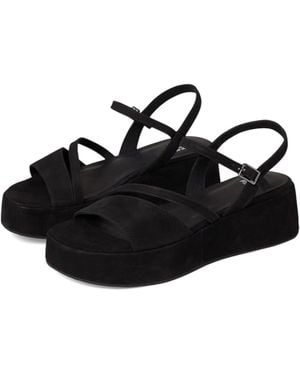 Eileen Fisher Dae Sandals Leather Ankle Strap Wedge Heel Zap1119 - Black