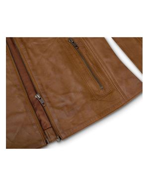 TruClothing Real Leather Vintage Slim Fit Biker Jacket - Brown