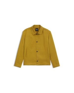 BOSS Regular-Fit Jacket With Micro Pattern - Yellow