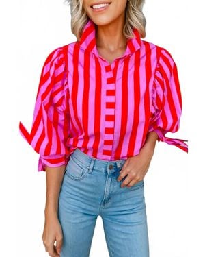 Aapparella Tie Sleeve Button Down Shirt - Red
