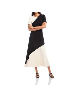 Karen Kane Shannon Short Sleeve Contrast Midi Dress - Black