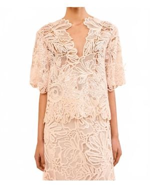 Ulla Johnson Dua Corded Lace Short Sleeve Top - Natural