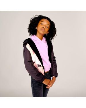 Members Only Girl's Midweight With Fur Lining Jacket - Black