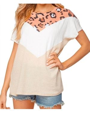 Haptics Chevron Short Sleeve Top - White