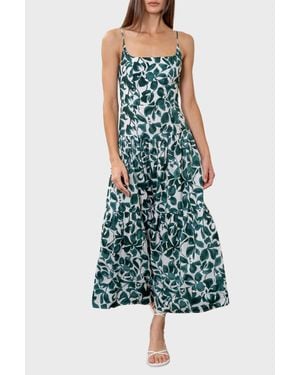 Moon River Tiered Cami Midi Dress - Green