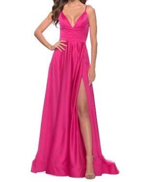 La Femme Lafemme Satin A-Line Ballgown - Pink