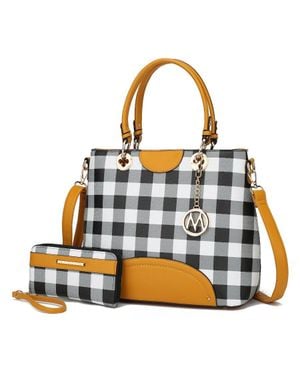 MKF Gabriella Checkers Handbag With Wallet - Blue