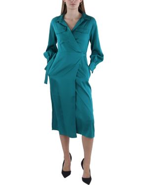 French Connection Harlow Satin Wrap Dress - Blue
