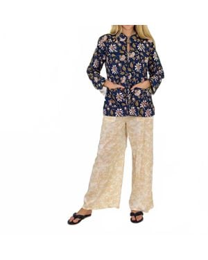 Just Darviny Long Sleeve Floral Short Jacket - Natural