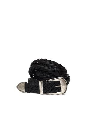 Dondup Braided Leather Buckle Belt - Black