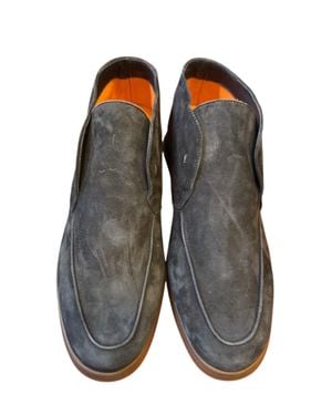 Andrea Ventura Firenze Suede High Loafers W/ Rubber Soles - Gray