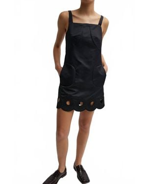 Tibi Daisy Embroidery Short Dress - Black