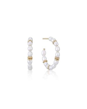 Eklexic Pearl Beaded Huggie Hoops - White