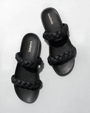 Kaanas Coco Chunky Braided Pool Slide - Black