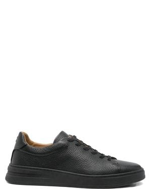 Henderson Textured Leather Cushioned Sole Sneakers - Black