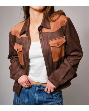 Blue B Vintage Western Block Suede Jacket - Brown
