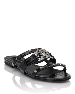 Philipp Plein Cocco Print Slides Stars Hexagon - Black