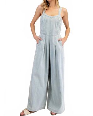 Eesome Andrea Wide Leg Overalls - Blue