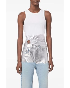 Rabanne Piercing Ribbed Tank Top - Blue