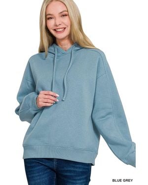 TRUEDAMES Drawstring Relaxed Fit Fleece Hoodie - Blue