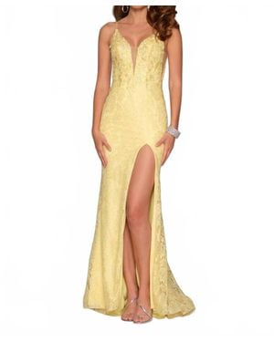 Dave & Johnny Fitted Lace Dress - Yellow
