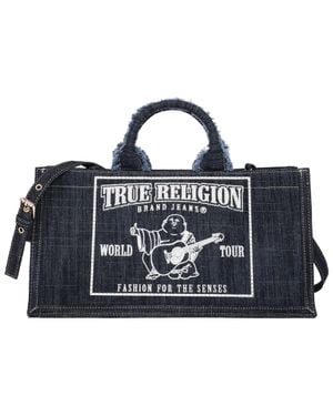 TRUE RELIGION Bling Buddha East/West Denim Tote - Black