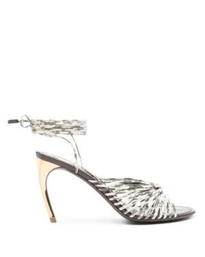 Ferragamo 95Mm Caged Design Leather Sandals - Metallic