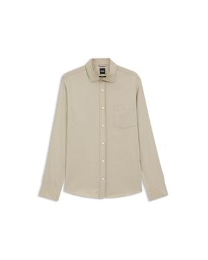 BOSS Casual-Fit Cotton Shirt With Spread Collar - Natural
