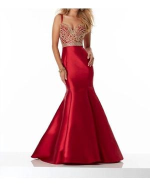 Paparazzi by Mori Lee Double Strap Larissa Satin Prom Dress - Red