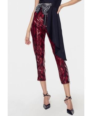 For Love & Lemons Claude Faux Snakeskin Pant - Red