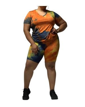 Daisy London Tie Dye V-Neck Short Set - Black
