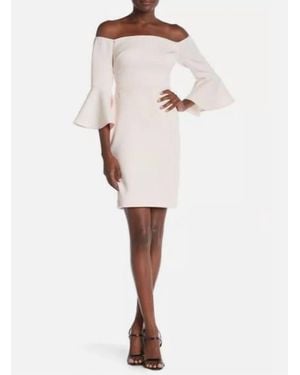 Betsey Johnson Off The Shoulder Bell Sleeve Dress - Natural