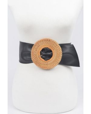 Fashnzfab Bamboo Round Plus Size Belt - Natural