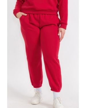 TRUEDAMES Plus Size Poly Fleece Elastic Waist Sweatpants - Red