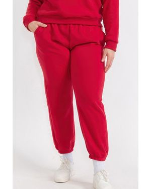 TRUEDAMES Plus Size Poly Fleece Elastic Waist Sweatpants - Red