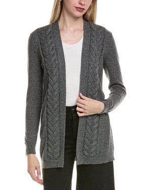 Sofiacashmere Braided Cable Wool & Cashmere-Blend Cardigan - Gray