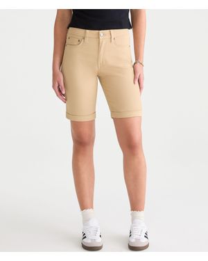 Aéropostale Seriously Stretchy High-Rise Curvy Uniform Bermuda Shorts - Natural