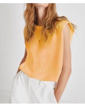 French Connection Shoulder Pad Crepe Tank In Orange