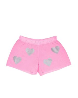 Firehouse Girl's Heart Toss Fleece Shorts - Pink