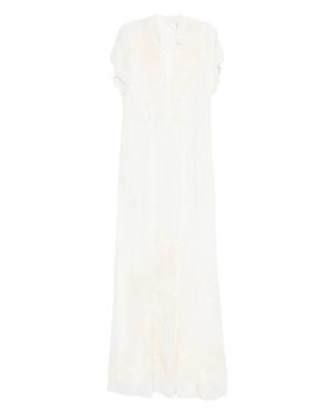 forte_forte Crêpe De Chine Maxi Dress With Ethereal Embroidery - White