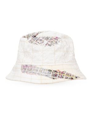 Who Decides War Tweed Patchwork Bucket Hat - White