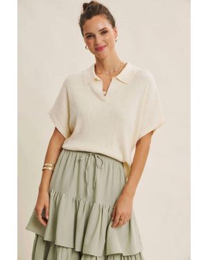 In February Morning Market Slub Rib Dolman Sleve Knit Top - Natural