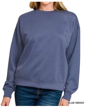 Zenana Scuba Crewneck Pullover - Blue