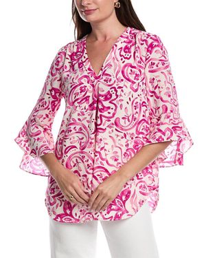 Jones New York Y-Neck Blouse - Pink
