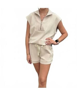 Thrive Societe Ultraluxe Sleeveless Zip Top - Natural