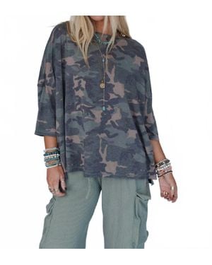 Three Bird Nest Country Girl Camo Top - Blue